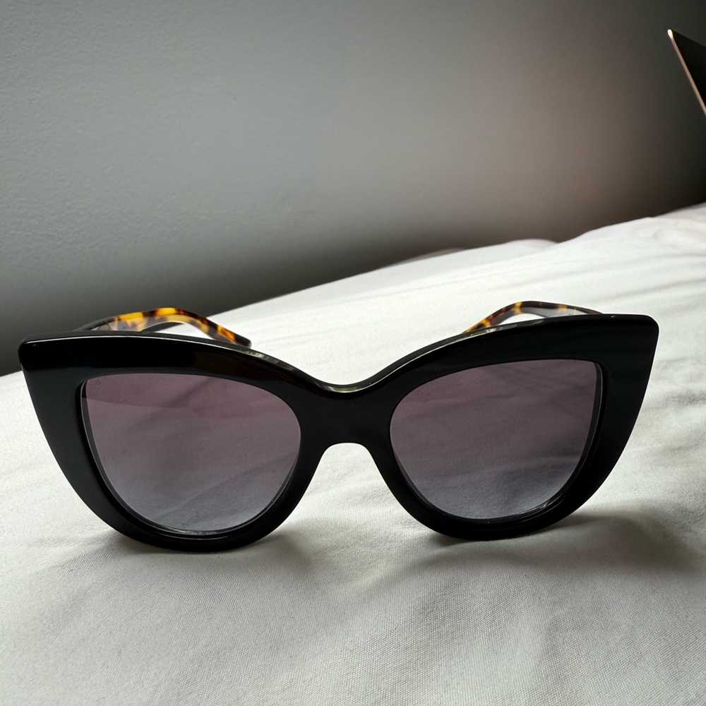 Brand New Valentino Black Cat-Eye Sunglasses with Glossy Finish